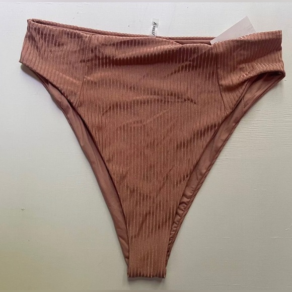 NWT VITAMIN A SWIM ECORIB SIENNA HIGH WAIST BIKINI BOTTOM (14/DD) in PINK SANDS - Picture 2 of 4